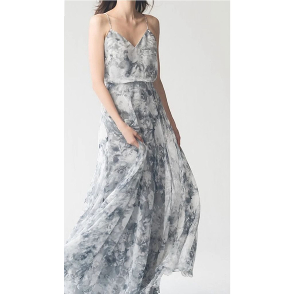 Jenny Yoo Collection Inesse Print maxi chiffon dress 4 - Picture 1 of 8